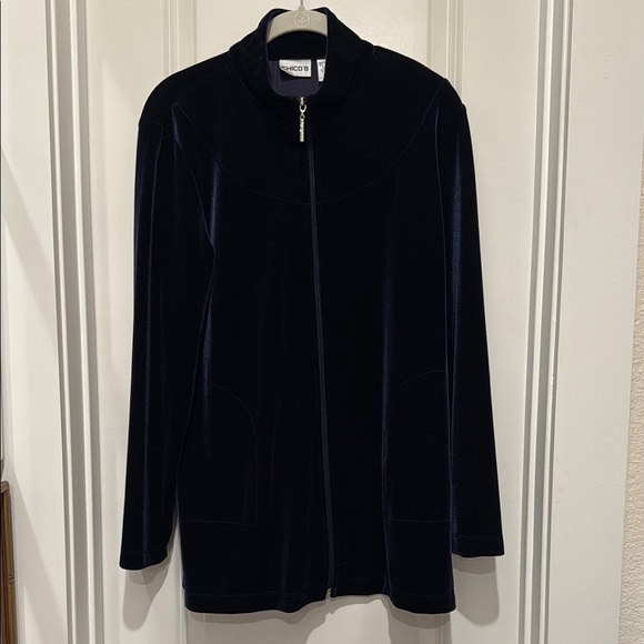 Chico's dark navy Velvet Jacket - Picture 2 of 7